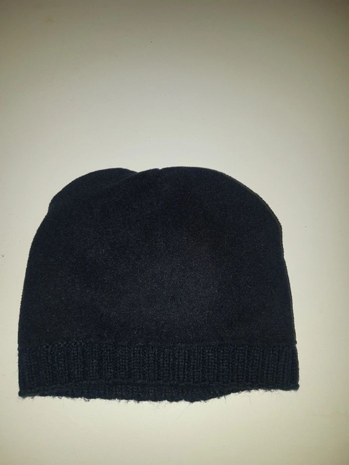 Bonnet bleu nuit à pompons t. 6/9mois - photo numéro 3