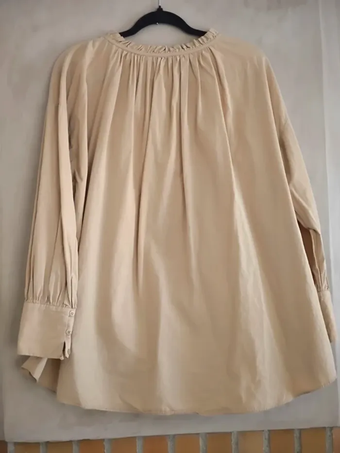 Blouse chemise oversize beige Zara 38 - photo numéro 5