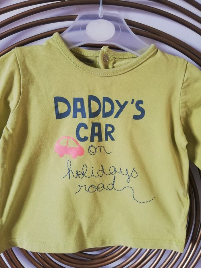 Tshirt manches longues vert anis garçon Taille 12mois - photo numéro 4