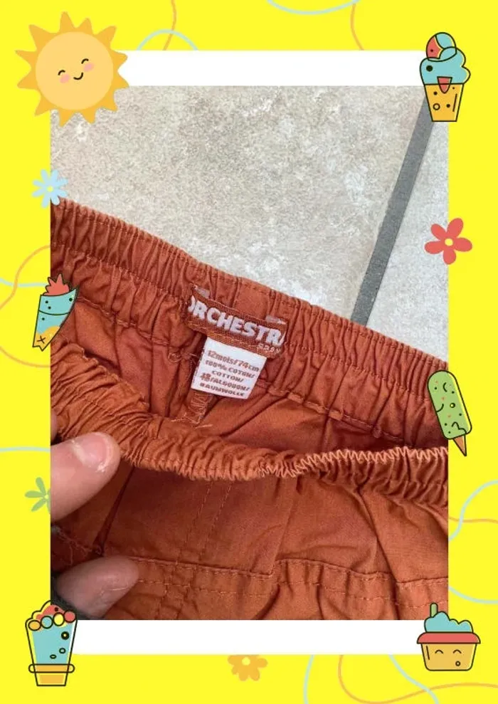 Pantacourt marron orange Orchestra 1 ans 12 mois - photo numéro 4