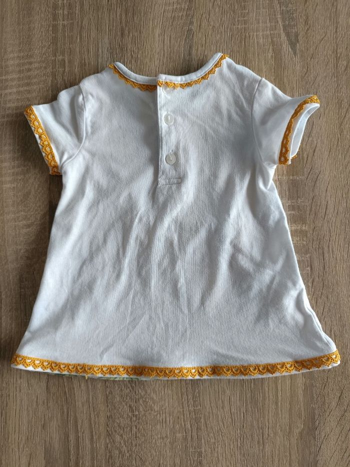Ensemble haut t-shirt manches courtes et pantalon legging blanc et jaune girafes mom dad and me bébé fille 6 mois - photo numéro 3