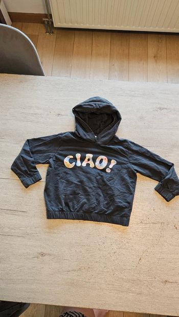 Sweat à capuche léger, manches longues, gris foncé, H&M, 5/6 ans