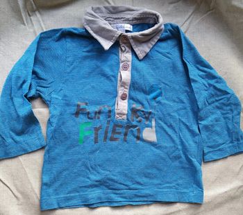 polo manches longues gris et bleu