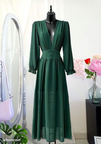 Robe longue vert bouteille