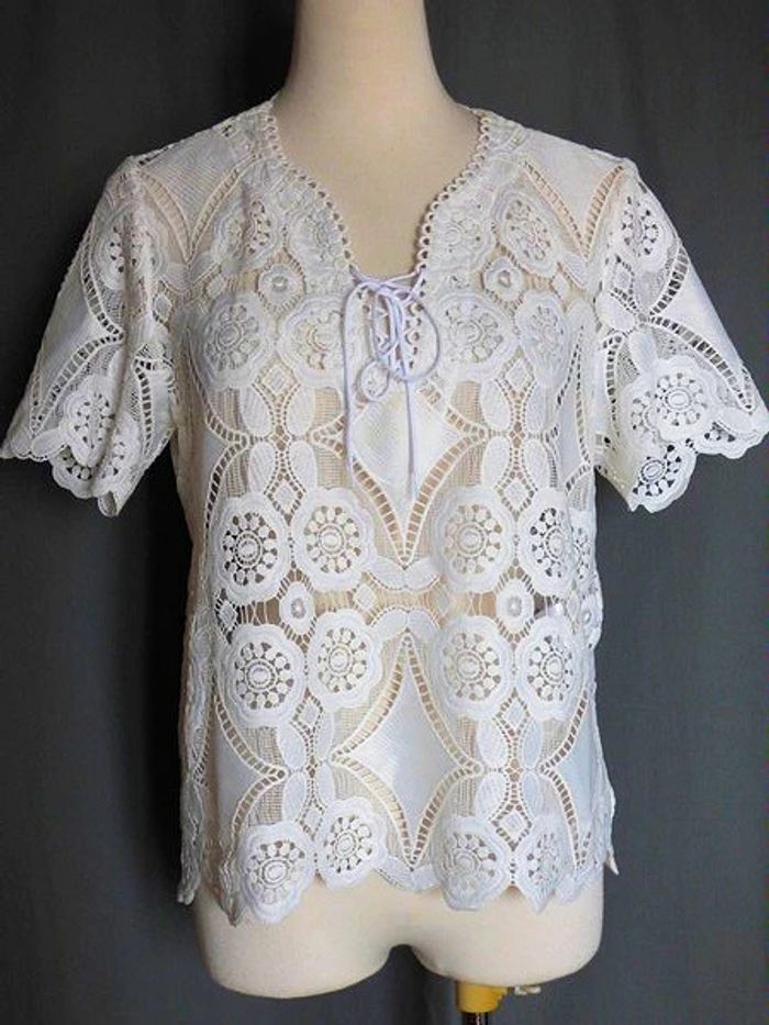 Top blanc dentelle Valérie Khalfon
