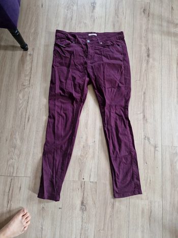 Pantalon jeans droit prune taille 44 camaïeu