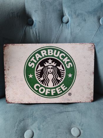 Plaque métal publicité starbucks café  neuve 20x30cm