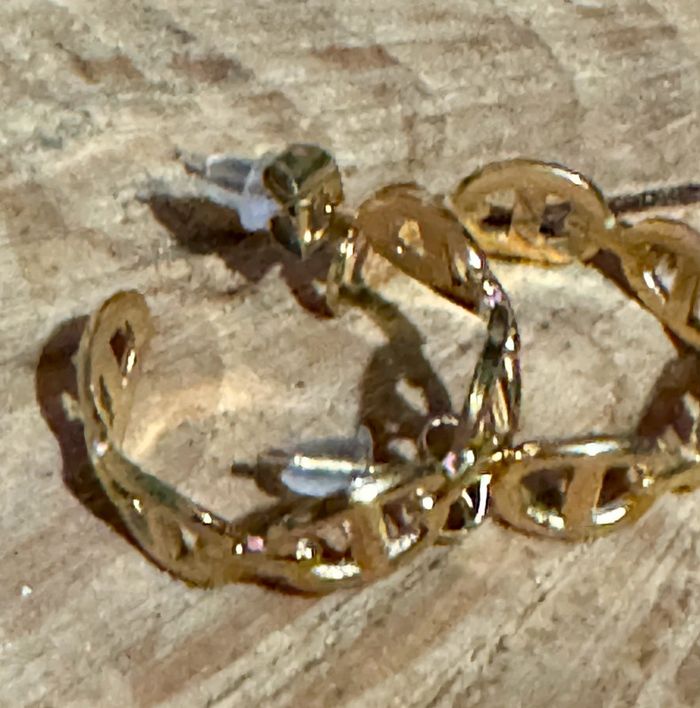 Boucles d’oreilles créoles moyennes maillons farandoles cd acier inoxydable or - photo numéro 5