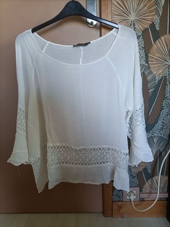 Blouse broderie dentelle blanc