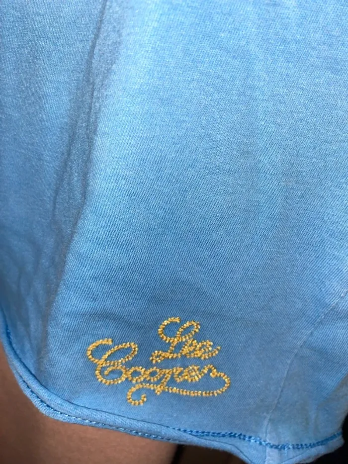 T-shirt Lee copper taille M col V turquoise - photo numéro 2