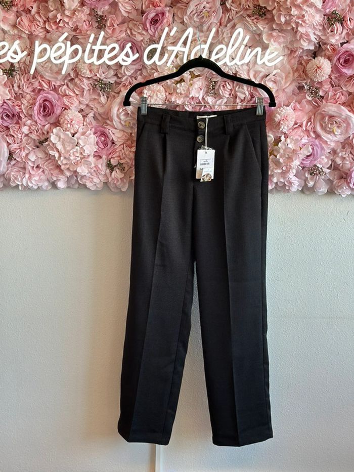 Pantalon élégant noir à jambes larges, neuf, taille S - Majolica - photo numéro 4