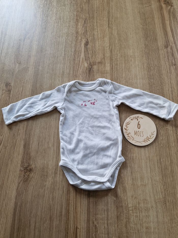 Body Bébé Manches Longues Orchestra 🤍 LOVE 💖 - Blanc - 6 Mois (68 cm)