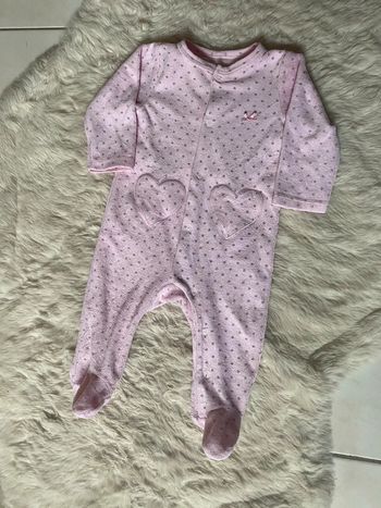 Pyjama hiver pressions devant rose 68cm