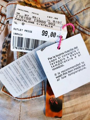 Pantalon fille 8 ans droit bleu clair style délavé Angels Roberto Cavalli 100% coton Neuf