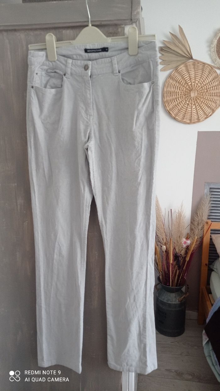 Pantalon velours gris clair La Redoute taille 38 tbe