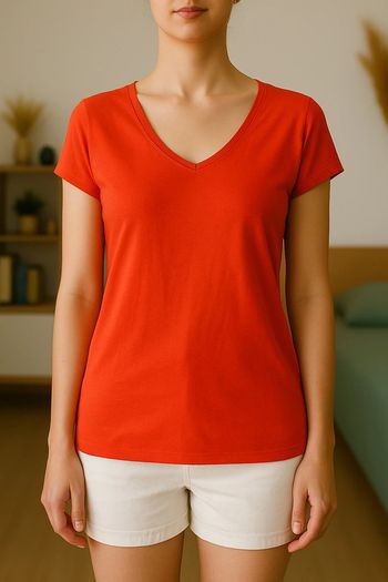 T-shirt en coton, orange, corail, mango