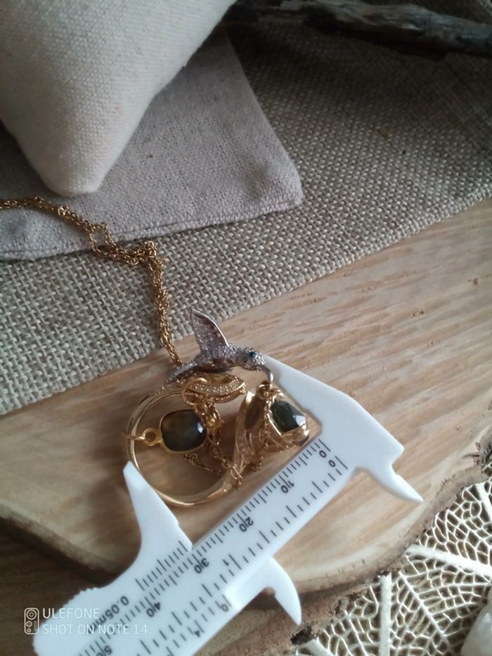 Collier colibri et double pierres de labradorite - photo numéro 4