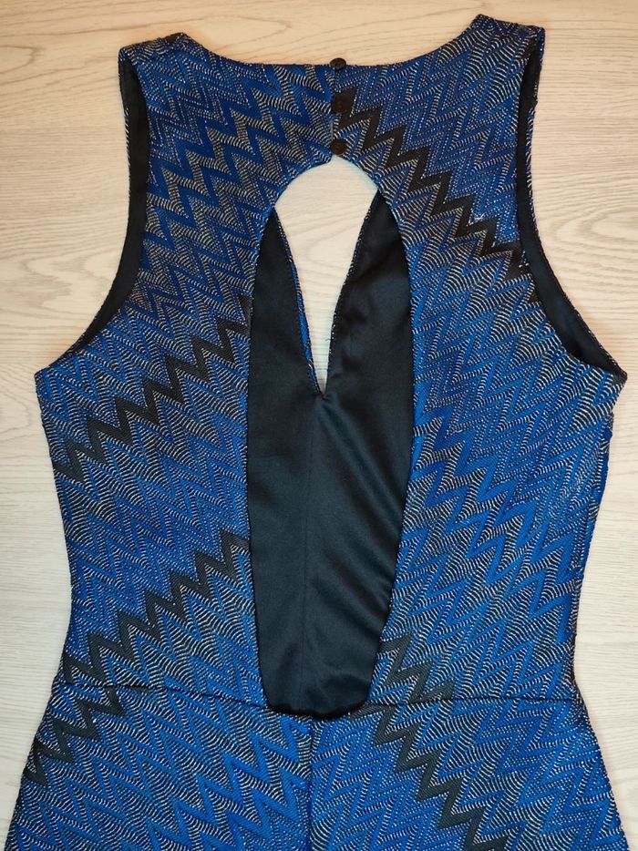 Robe courte moulante bleu noir et paillettes taille xs - photo numéro 4