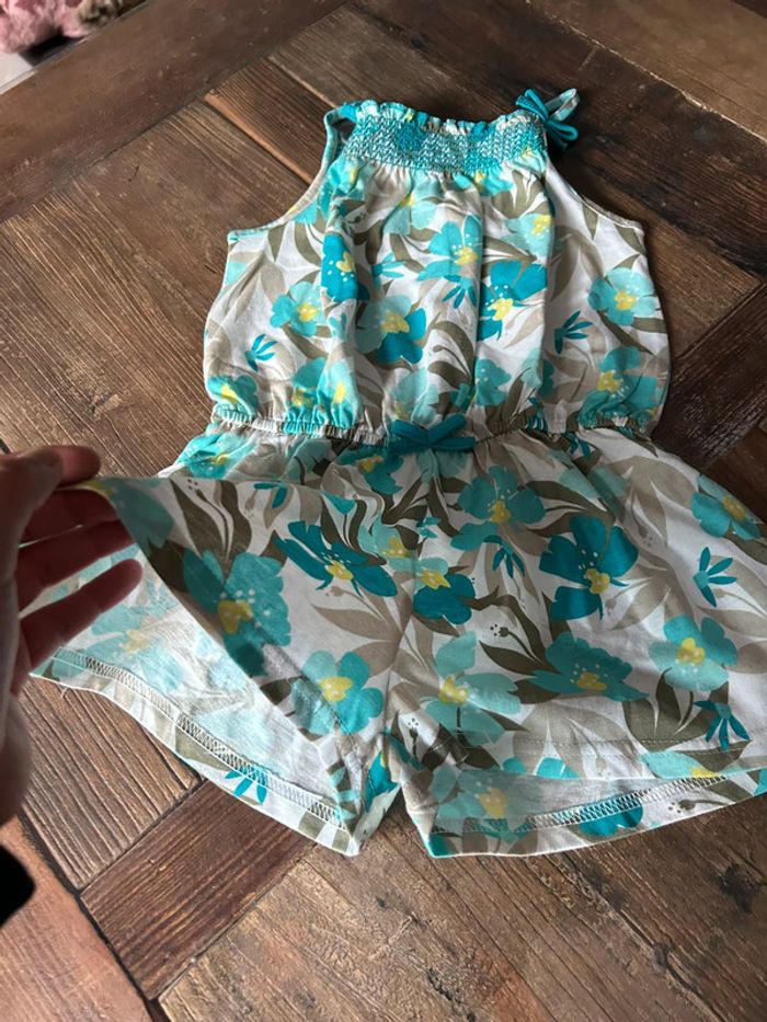 Robe combi short 3 ans - fille bleu kaki - photo numéro 4