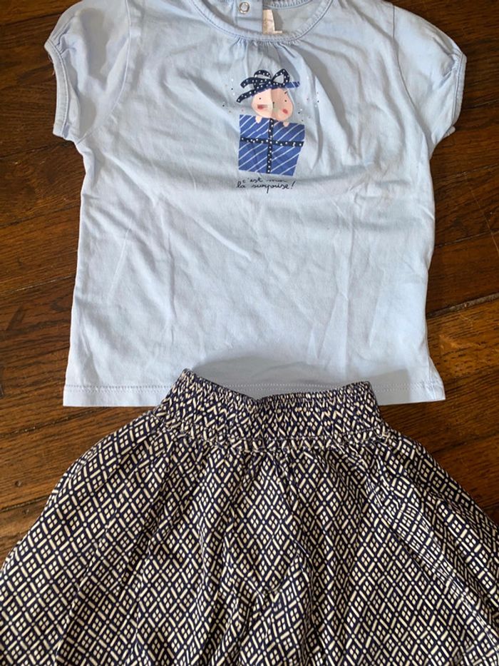T-shirt cadet rousselle et jupe bleu comme gris 18 mois - photo numéro 2