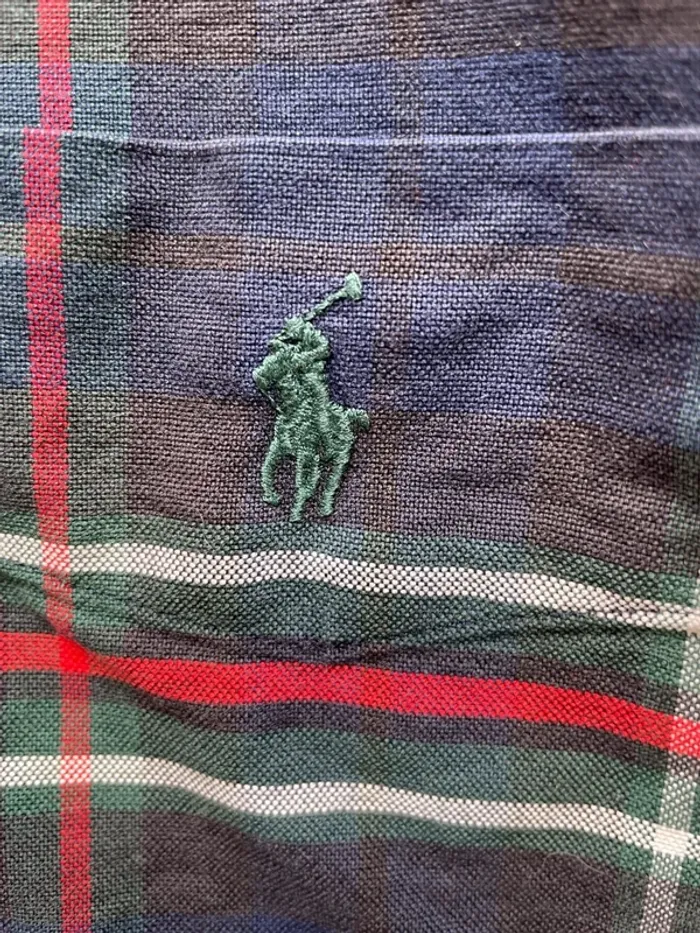 Ralph Lauren The Big Shirt short sleeve shirt plaid checkered Mens M - photo numéro 2