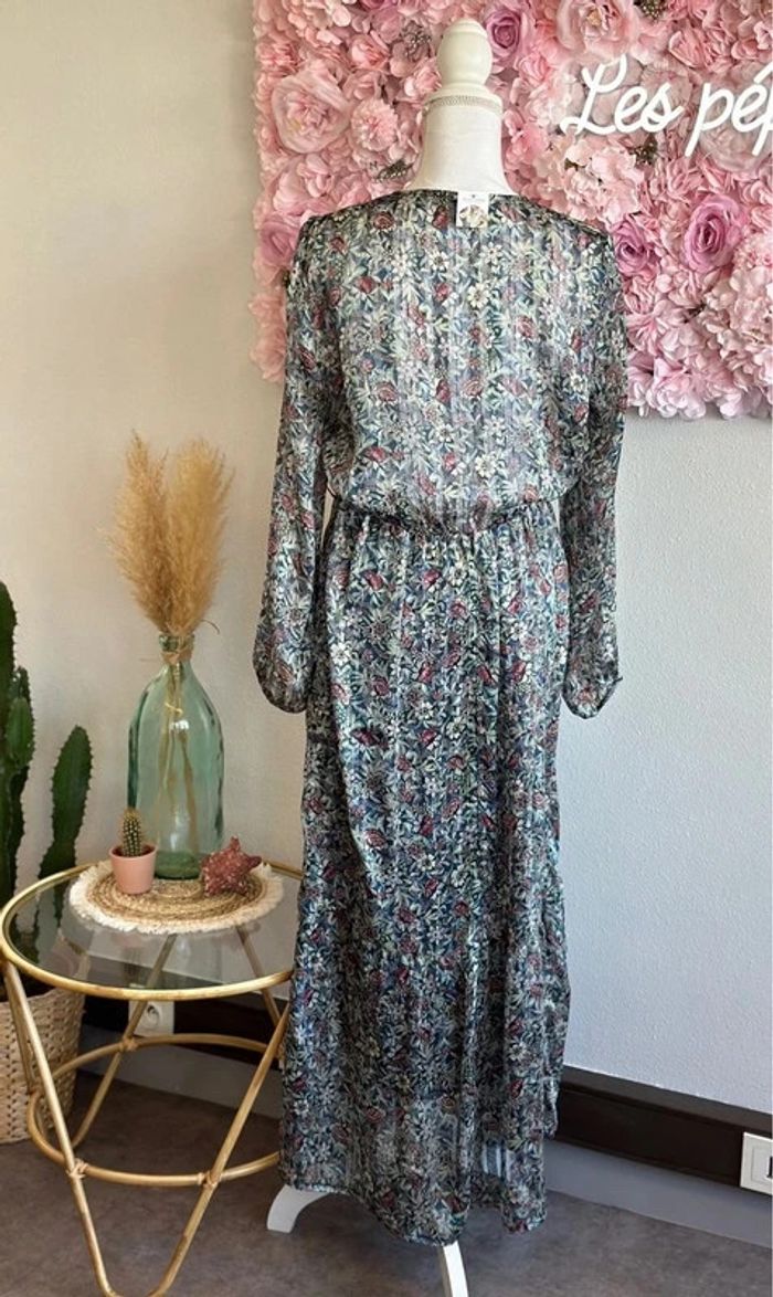 Robe longue en voile imprimé fleuri et lurex, taille 38 - IKKS - photo numéro 5