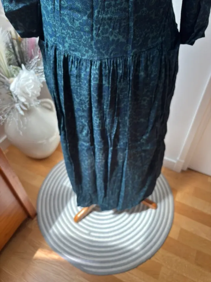 💙 Robe Monoprix mi-longue bleu marine et vert – T36 - photo numéro 15