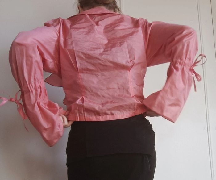 🩷 chemisier à volants rise satiné élégante vintage femme sexy raffiné t s M l - photo numéro 5