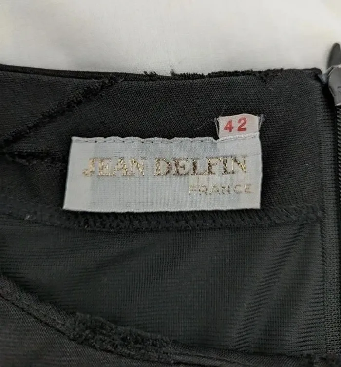 Robe longue vintage noire fleurs en velours - Jean Delfin - taille 42 - photo numéro 5