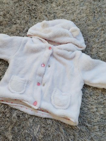 Gilet bébé fille blanc et rose 1 mois