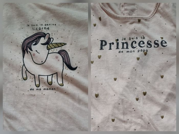 T-shirt rose manches longues réversible 2-3ans