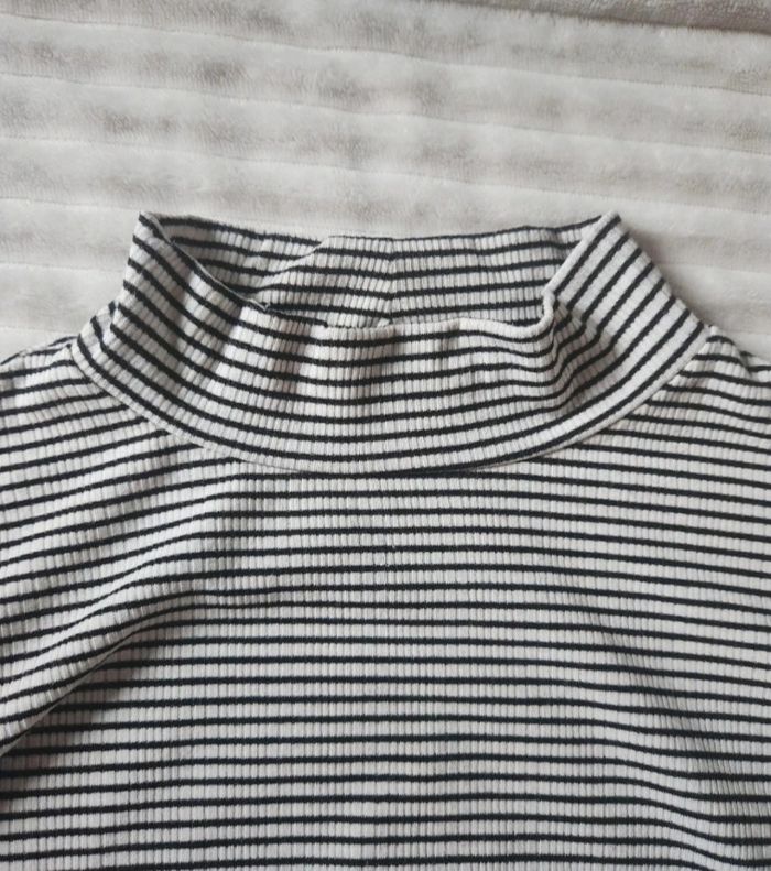 Haut rayé noir et blanc – Manches longues – Col montant – Taille L – Kiabi - photo numéro 4