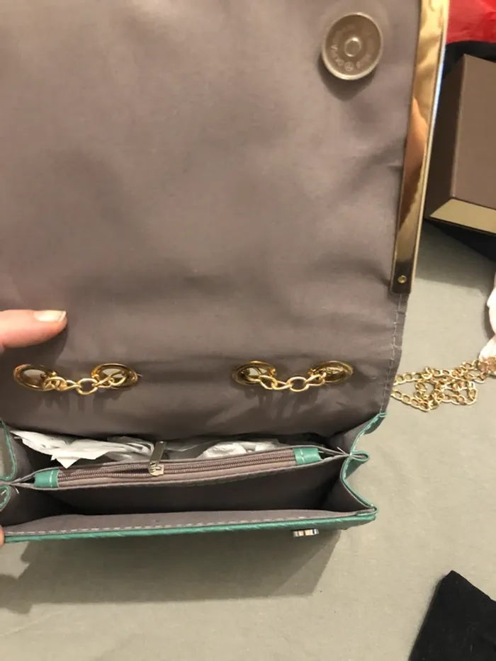 Sac bandoulière vert et doré - photo numéro 3