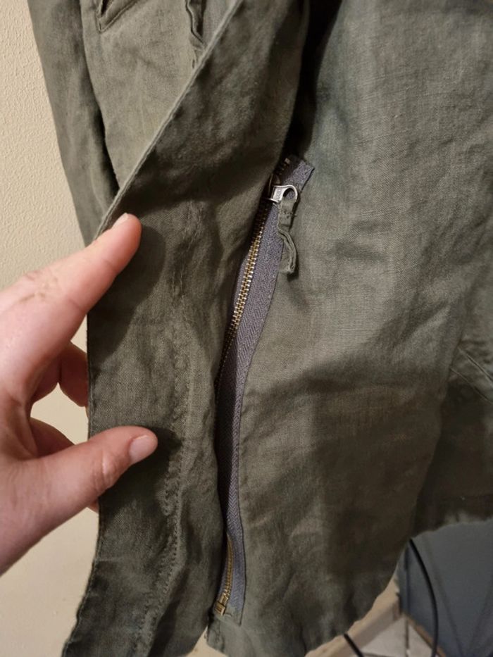 Veste légère en lin gris kaki - photo numéro 4