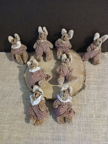 Lot de 8 lapins lapines petites peluches encienne