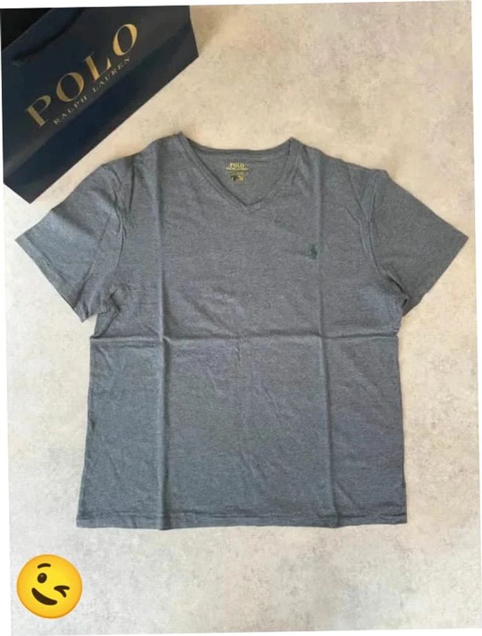 Tee-shirt Ralph lauren L coupe col V gris Homme Men tee22 - photo numéro 4