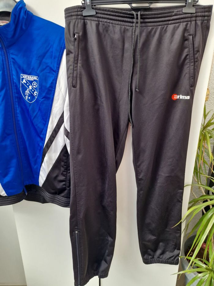 Ensemble Survetement Jogging Football Veterans Erima Bleu Noir - photo numéro 7