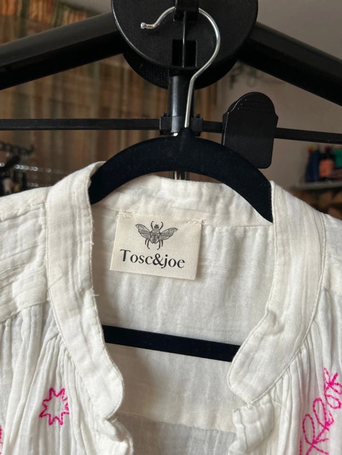Chemise ML broderies roses Toscandjoe - photo numéro 2