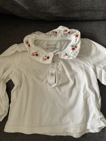 Blouse manches longues blanc brodé Bout’Chou 6 mois