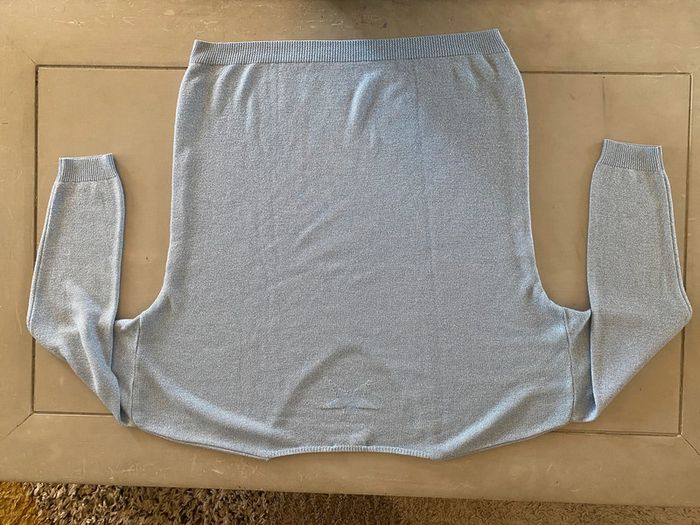 Pull Made in Italy bleu ciel argenté avec étoiles taille M - photo numéro 16