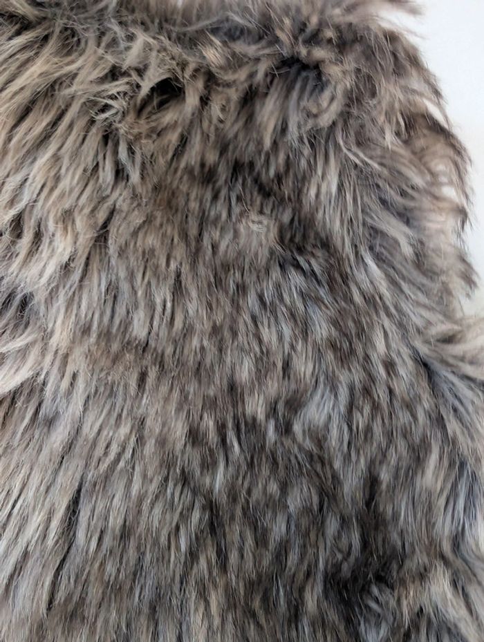 Gilet fille 3 ans fausse fourrure sherpa marron taupe, - photo numéro 3