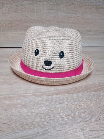 Chapeau de paille fille ours