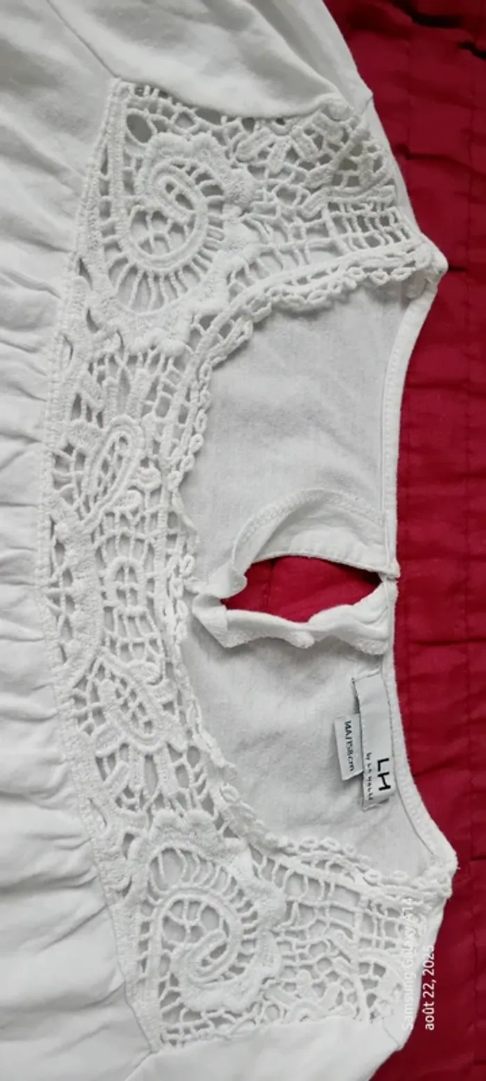 Haut blanc manches longues avec dentelle ajourée fille 14 ans la halle - photo numéro 11