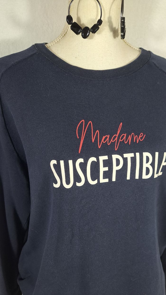 Sweat bleu marine madame susceptible kiabi taille 46 48 - photo numéro 2