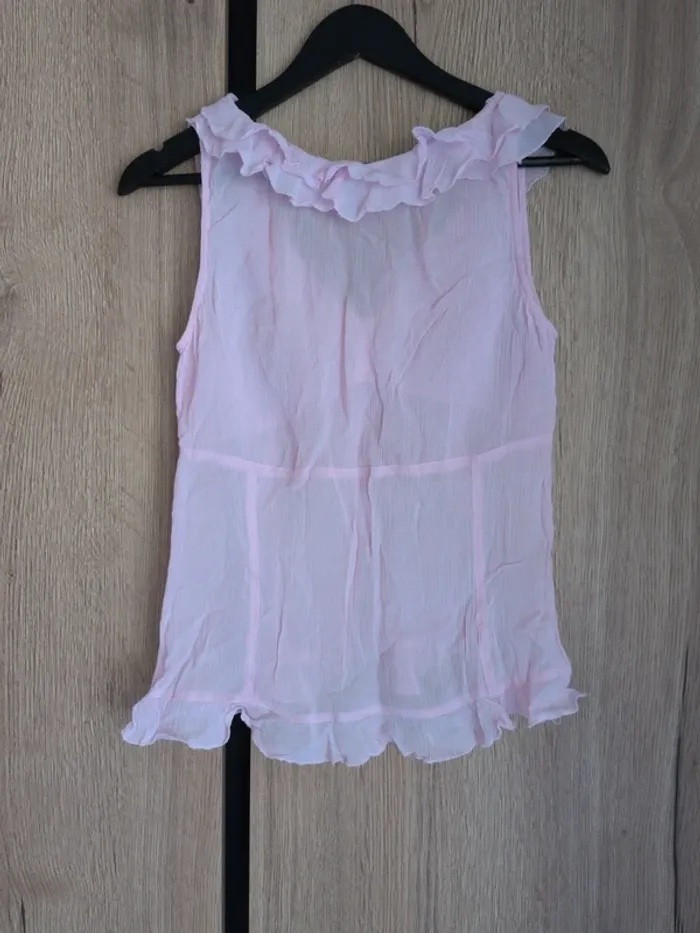 Top Rose Pâle Volants H&M Taille 40 - photo numéro 2