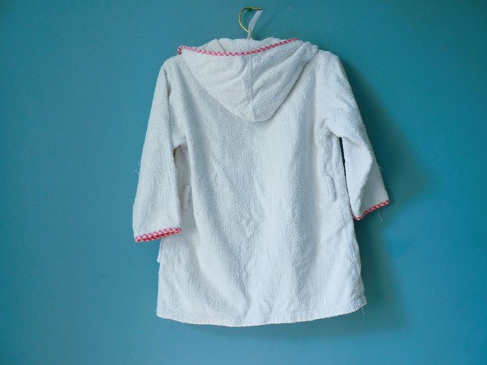 Peignoir bain garçon Gémo 2 ans 86 cm blanc capuche BE - photo numéro 3