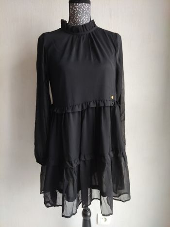 🌸 Élégante petite robe noire Yewhang manches longues – 100% polyester