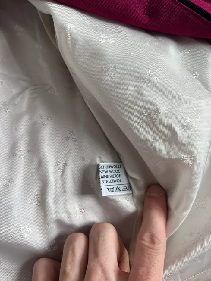 Veste vintage rose en laine – boutons dorés & liseré noir – T.38 - photo numéro 4