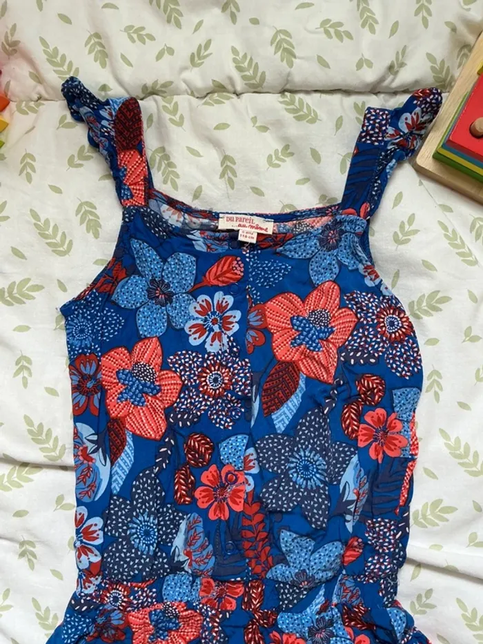 combishort a bretelles bleu motifs rouge du pareil au même 6 ans - photo numéro 4