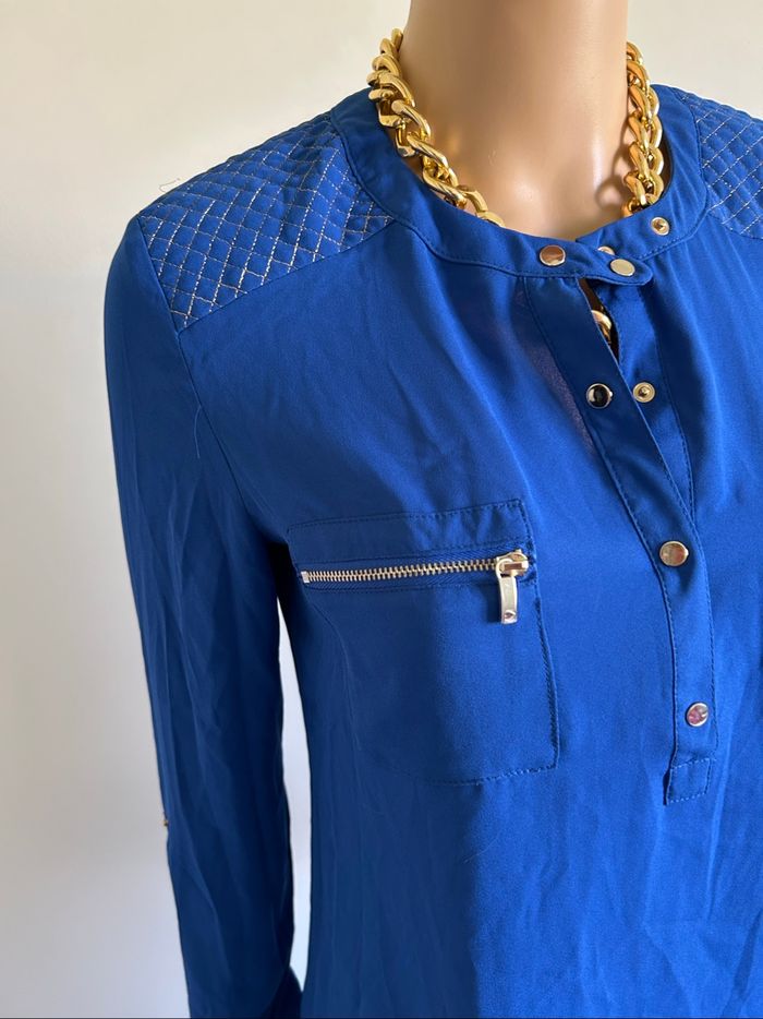Blouse bleue et dorée à manches longues Morgan taille 36 jamais portée - photo numéro 4